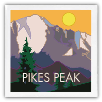 Pikes Peak, Colorado - Colorado 14er - 4.25" x 4.25" Ceramic Coaster
