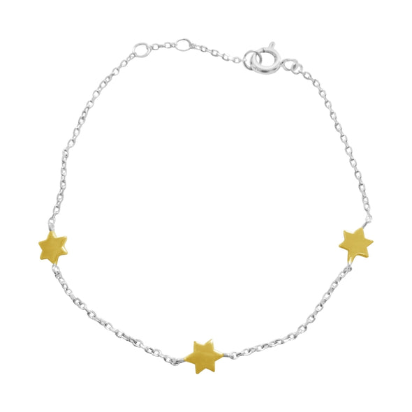 Jewish Star Silver and Gold Bracelet