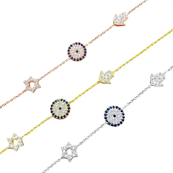 Star, Hamsa & Evil Eye Bracelet